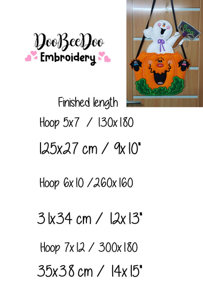 Halloween Pumpkin and Ghost Ornament - ITH Project - Machine Embroidery Design