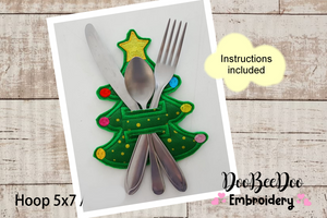 Christmas Tree Cutlery Holder - ITH Project -  Machine Embroidery Design