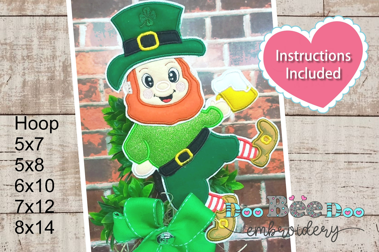 Smiling Leprechaun with Beer - ITH Project - Machine Embroidery Design