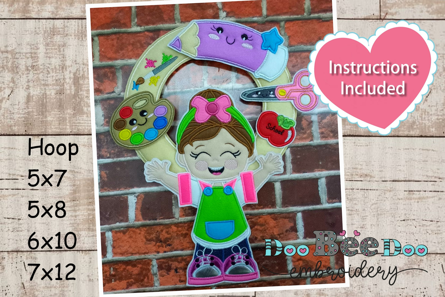 Back to School Wreath - ITH Project - Machine Embroidery Design