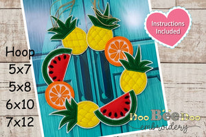 Summer fruit crown Door Ornament - ITH Project - Machine Embroidery Design
