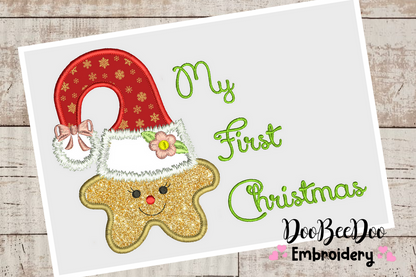 My First Christmas Star Girl  - Applique   - 5 Sizes - Machine Embroidery Designs