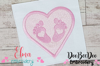 Baby Feets and Heart - Applique - Machine Embroidery Design