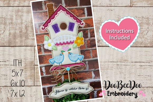 Bird House Ornament - ITH Project - Machine Embroidery Design