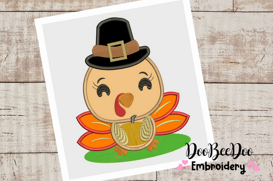 Thanksgiving Turkey Father- Applique  - 6 sizes - Machine Embroidery Design