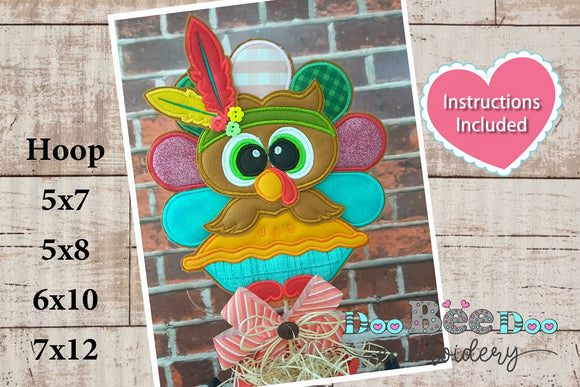 Thanksgiving Turkey Door Ornament - ITH Project - Machine Embroidery Design