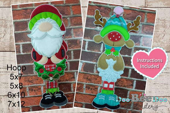 Santa Claus and Christmas Reindeer Set - ITH Project - Machine Embroidery Design