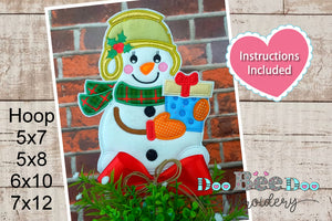Snowman with Christmas Gift - ITH Project - Machine Embroidery Design