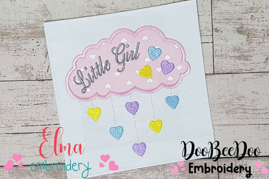 Little Girl Cloud and Hearts - Applique