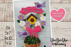 Spring  Floral Wreath - ITH Project - Machine Embroidery Design