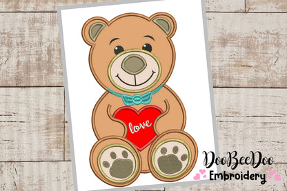 Valentines Love Bear - Applique - Machine Embroidery Designs