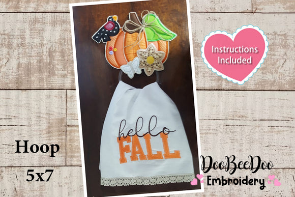 Pumpkin dishcloth Hanger - ITH Applique - Machine Embroidery Design