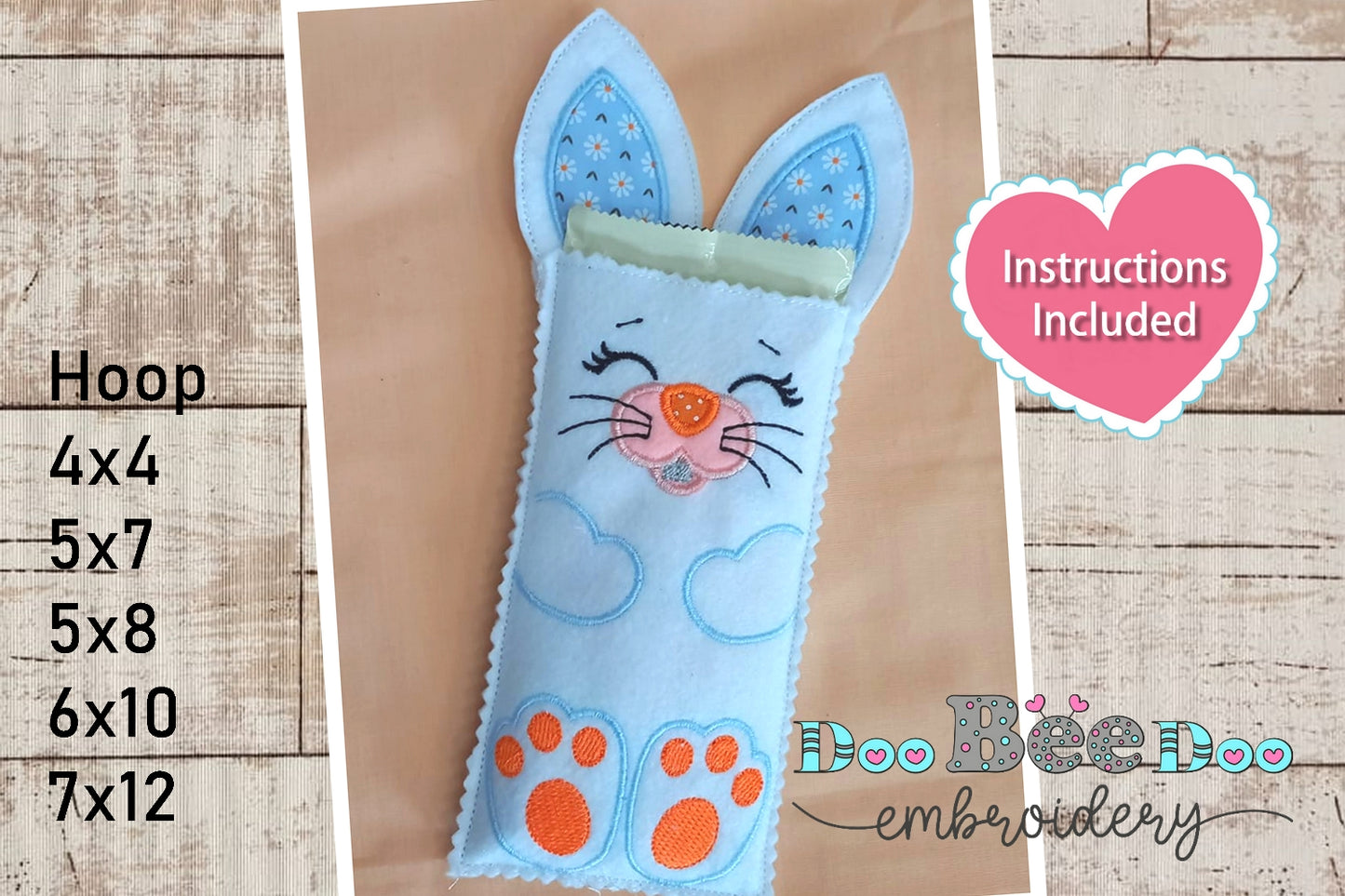 Happy Bunny Candy Bag 3 - ITH Project - Machine Embroidery Design