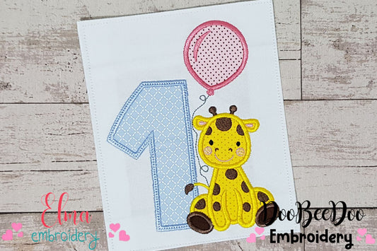 1st Birthday Giraffe - Applique-Machine Embroidery Design