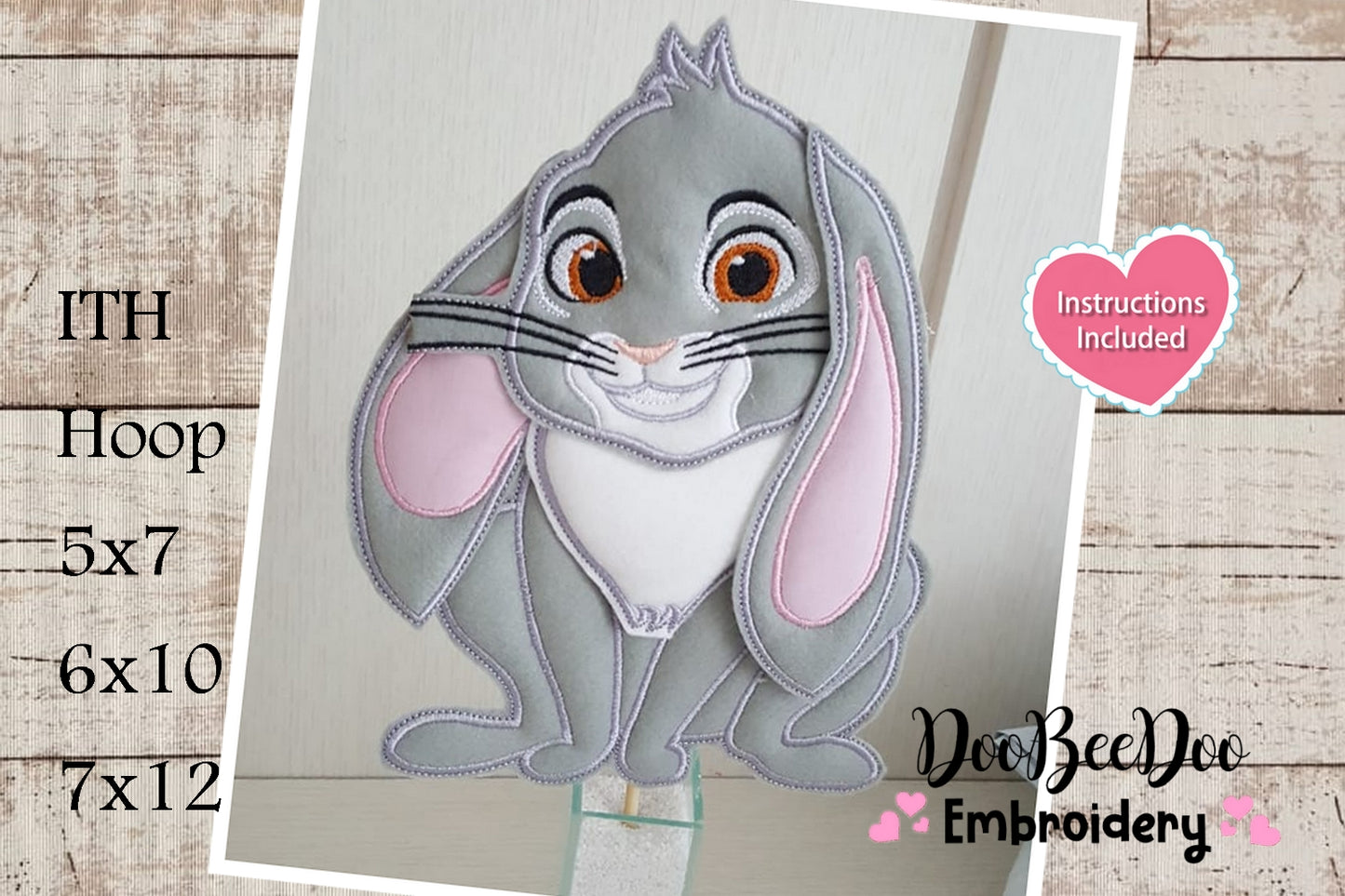 Silly Bunny Vase Ornament - ITH Project - Machine Embroidery Design