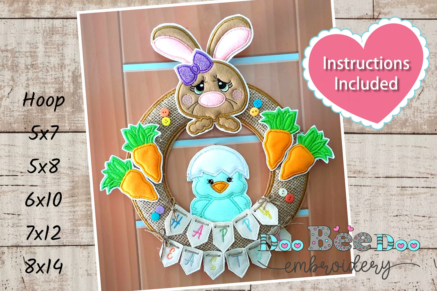 Happy Easter Wreath - ITH Project - Machine Embroidery Design