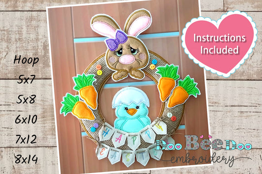 Happy Easter Wreath - ITH Project - Machine Embroidery Design