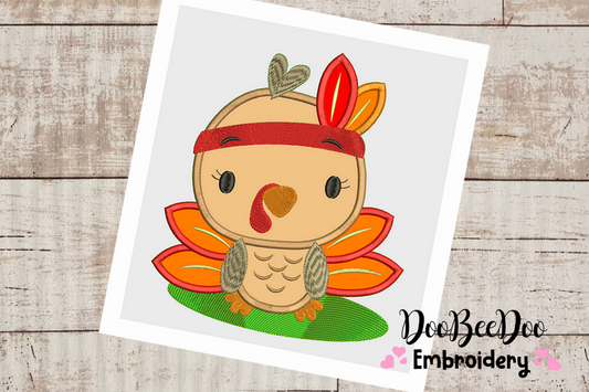 Thanksgiving Turkey Boy  Applique  - 6 sizes - Machine Embroidery Design