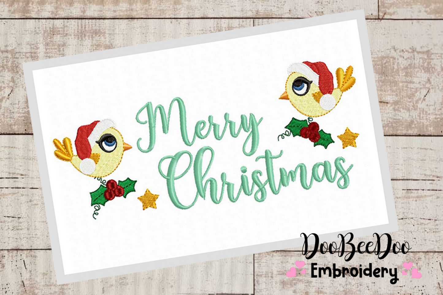 Merry  Christmas Birds - Fill Stitch  - 6 Sizes - Machine Embroidery Designs