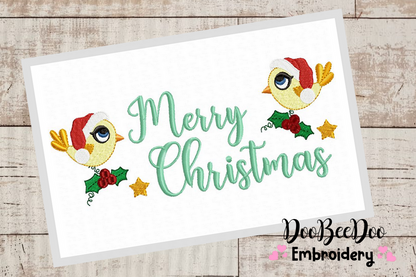Merry  Christmas Birds - Fill Stitch  - 6 Sizes - Machine Embroidery Designs