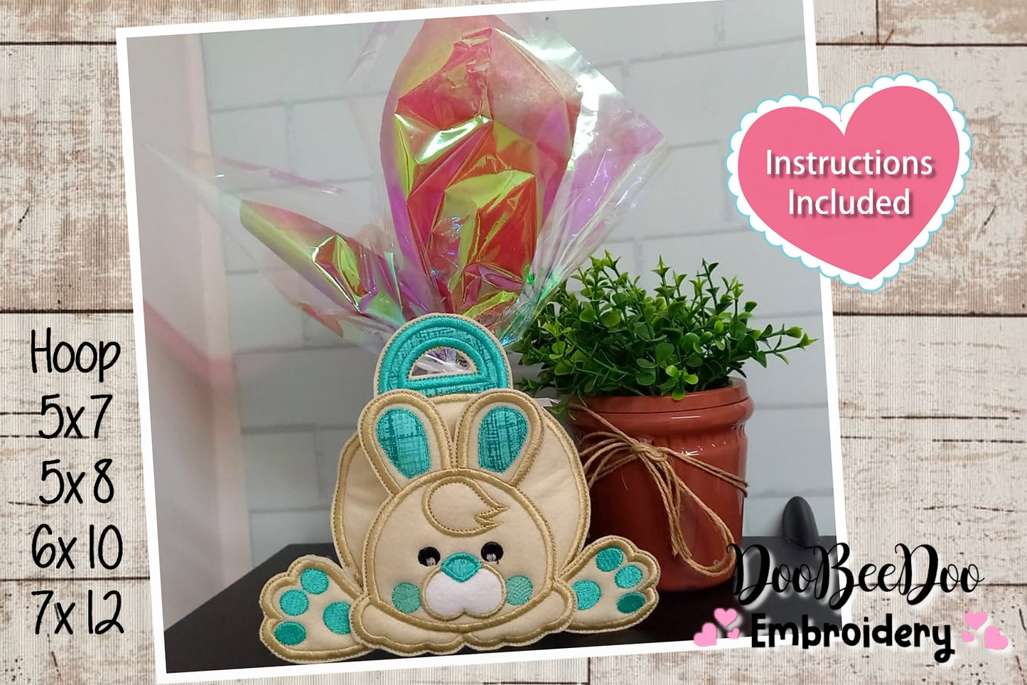 Easter Bunny Boy Basket - ITH Project - Machine Embroidery Design