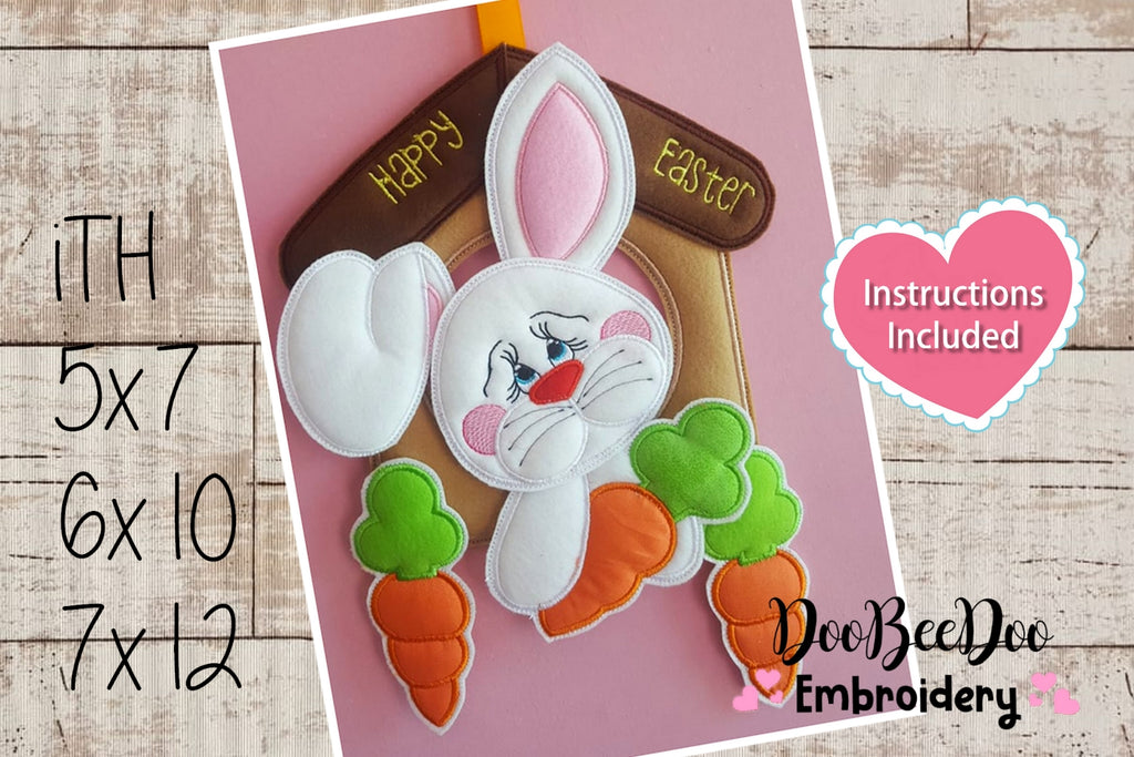 Bunny in the House Door Ornament - ITH Project - Machine Embroidery Design