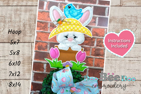 Rabbit with Hat and Bird - ITH Project - Machine Embroidery Design