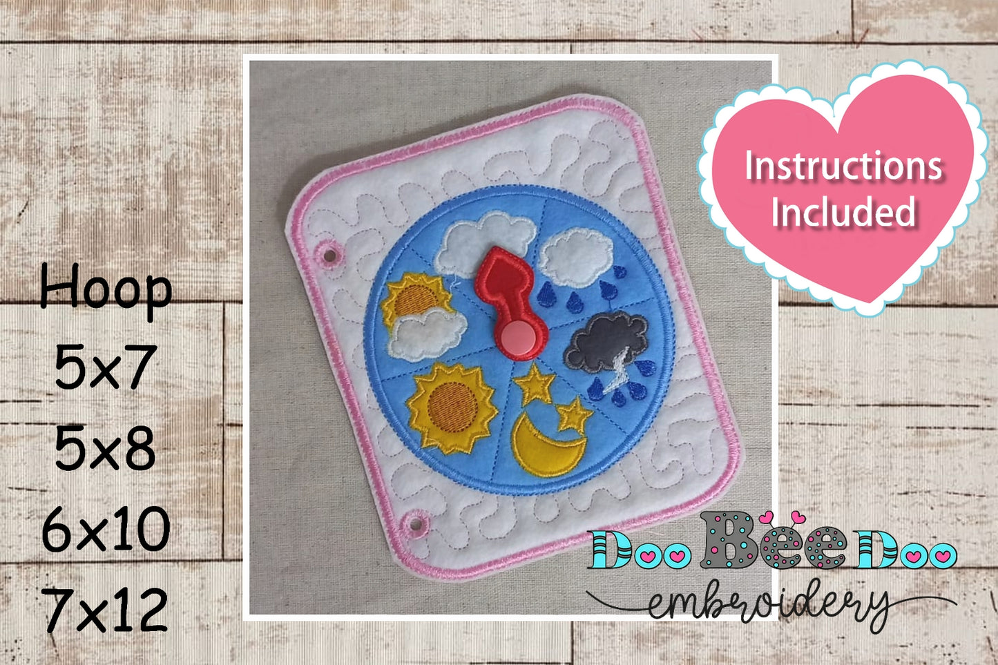 Felt Sensory Weather Clock - ITH Project - Machine Embroidery Design