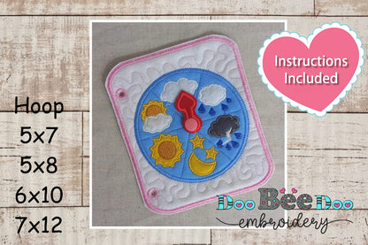 Felt Sensory Weather Clock - ITH Project - Machine Embroidery Design