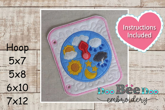 Felt Sensory Weather Clock - ITH Project - Machine Embroidery Design