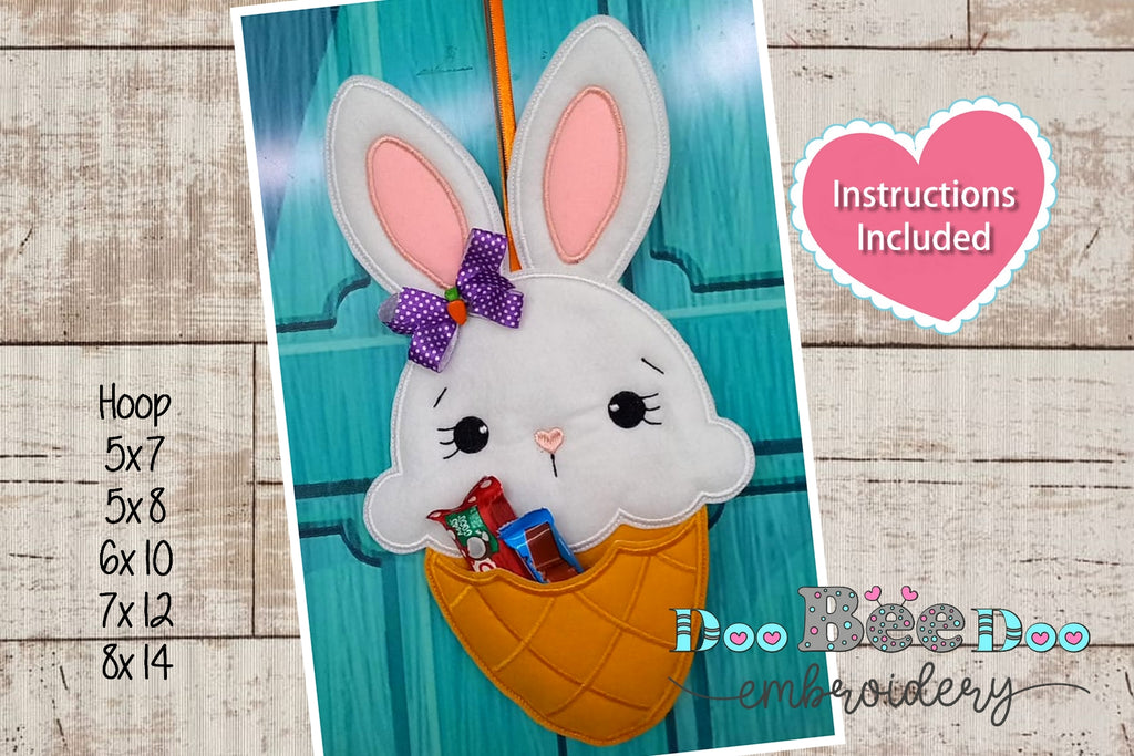 Ice Cream Bunny Candy Holder - ITH Project - Machine Embroidery Design
