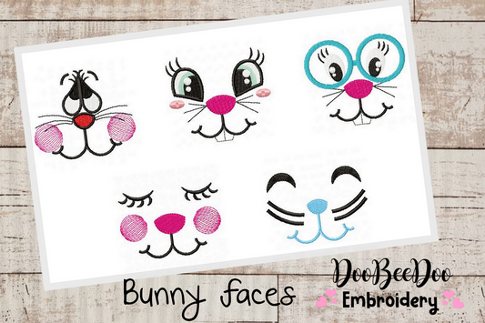 Bunny Faces  - Fill Stitch - Hoop - Machine Embroidery Designs