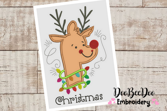 Christmas Rudolf Reindeer  - Applique - 6 Sizes - Machine Embroidery Designs