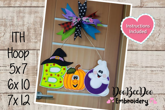 Boo Halloween Ornament - ITH Project - Machine Embroidery Design