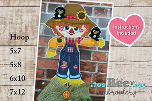 Cute Boy Scarecrow Vase Ornament - ITH Project - Machine Embroidery Design