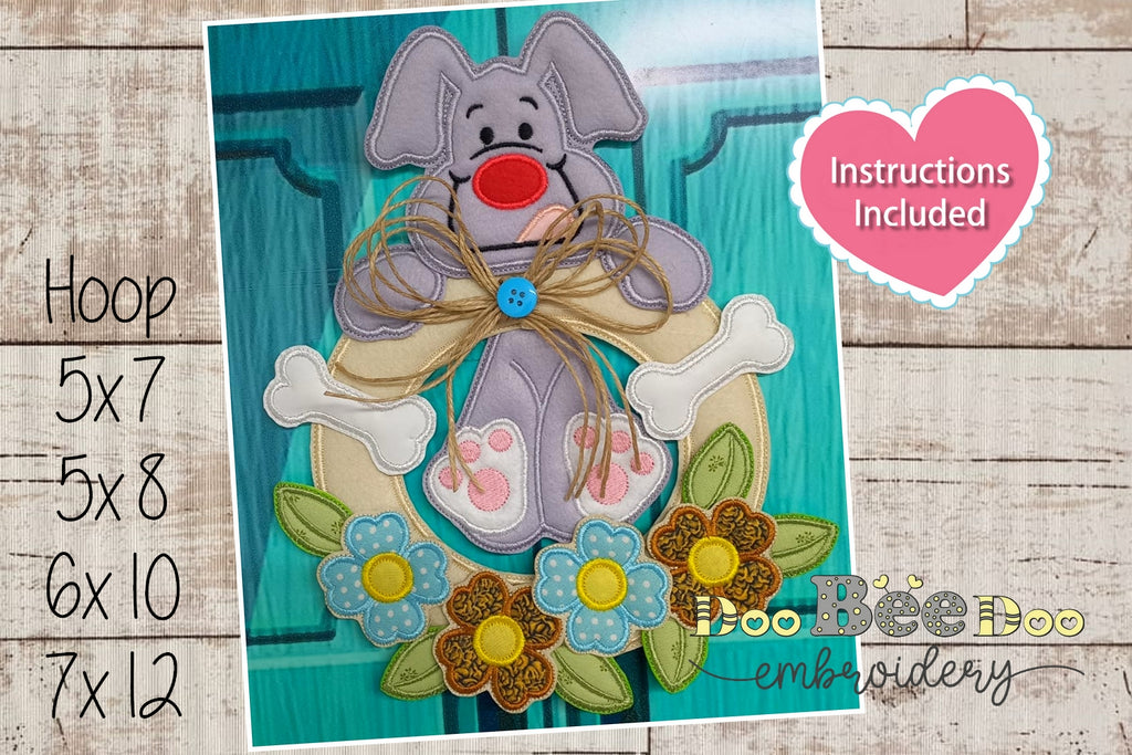 Pet Puppy Wreath - ITH Project - Machine Embroidery Design