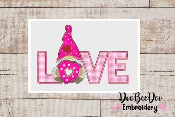 Valentines Love Gnome 2 - Applique - Machine Embroidery Designs