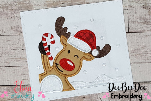 Christmas Rudolph Reindeer - Applique - Machine Embroidery Design