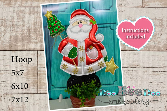 Santa Claus and Tree Door Ornament - Applique