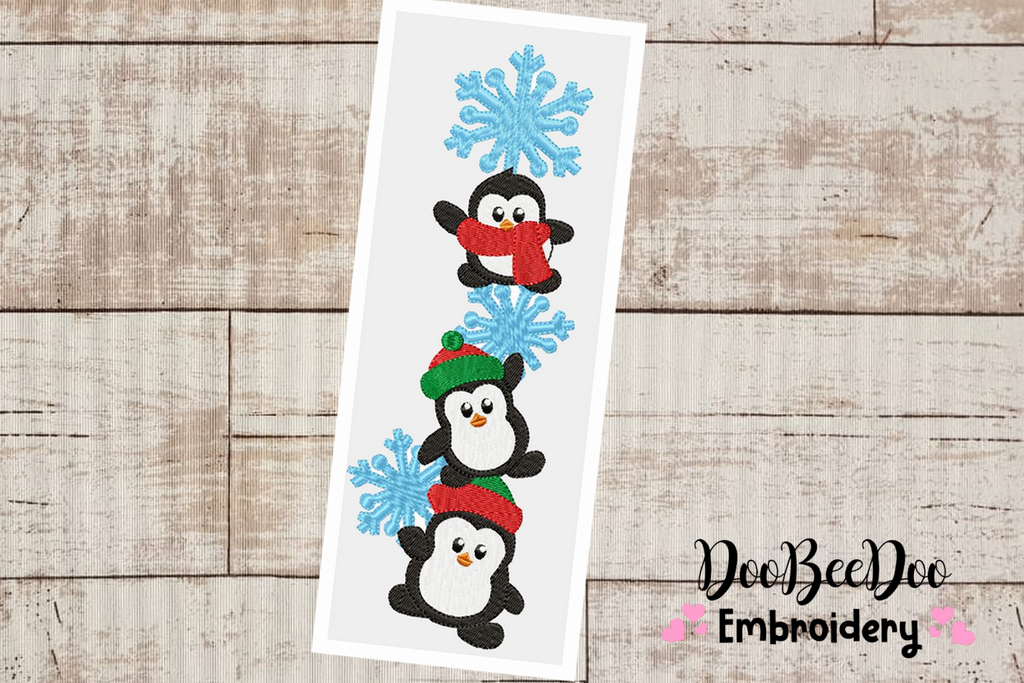 Christmas Penguin - Fill Stitch -  6 Sizes - Machine Embroidery Design