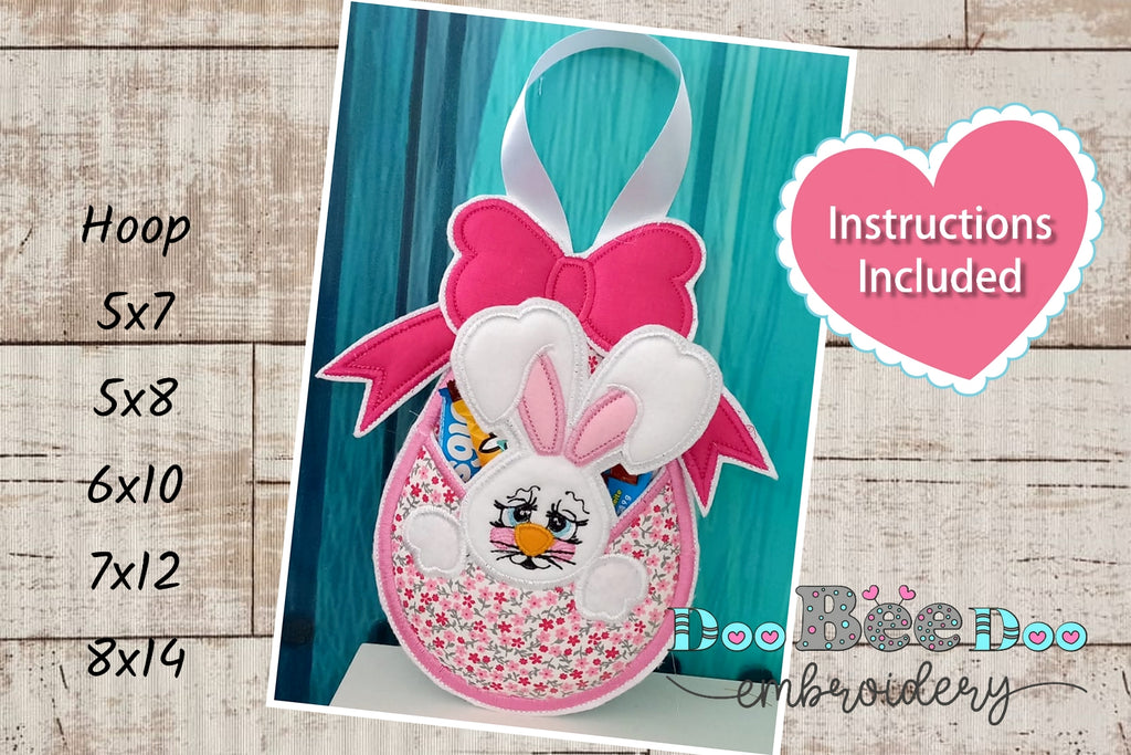 Bunny Basket with Bow - ITH Project - Machine Embroidery Design