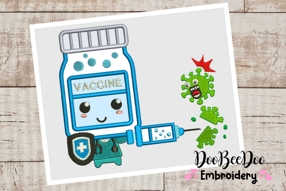 Vaccine - Applique - 6 Sizes - Machine Embroidery Designs