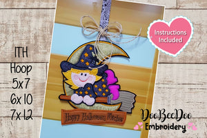 Halloween Witch Ornament - ITH Project - Machine Embroidery Design
