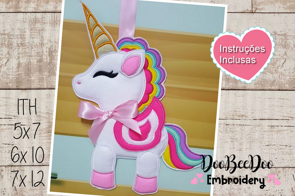 Little Unicorn Cute Ornament - ITH Project - Machine Embroidery Design