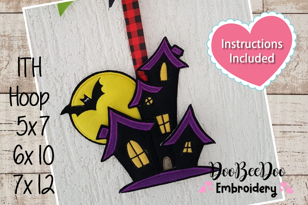 Halloween Horror Castle Door Ornament - ITH Project - Machine Embroidery Design