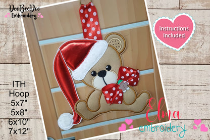 Christmas Bear Ornament - ITH Project - Machine Embroidery Design