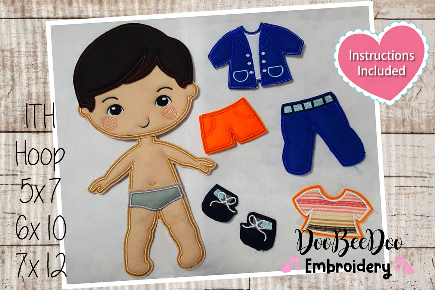 Boy with Clothes for Changes - ITH Project - Machine Embroidery Design