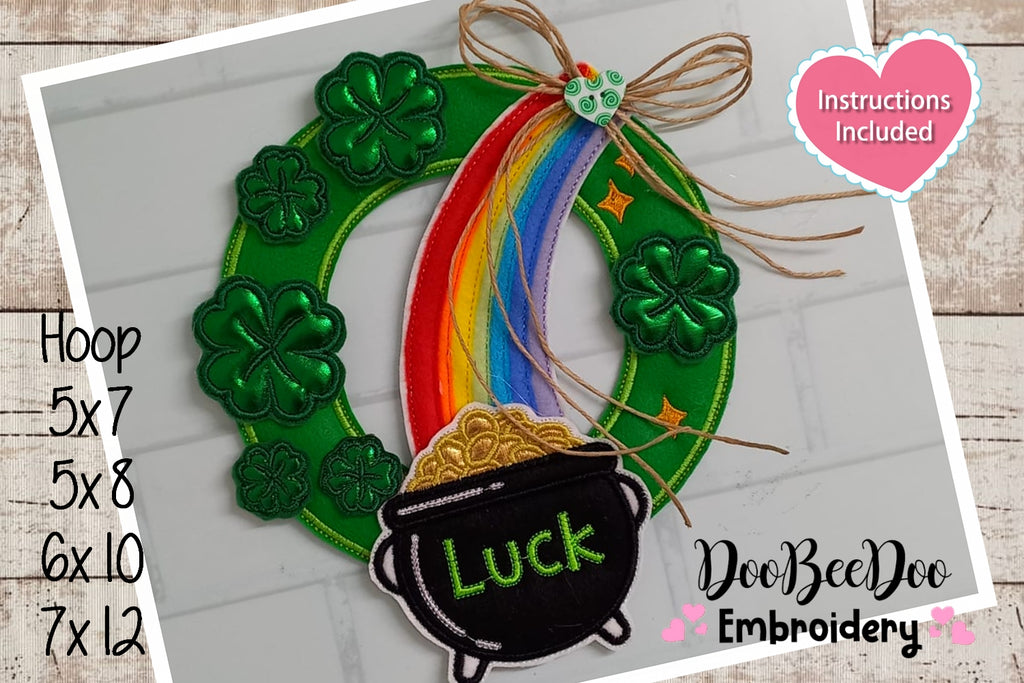 Saint Patrick's Rainbow Wreath - ITH Project - Machine Embroidery Design