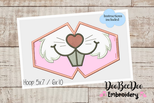 Bunny Face Mask - ITH Project - Machine Embroidery Design