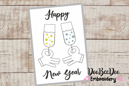 Happy New Year - Fill Stitch - Machine Embroidery Design